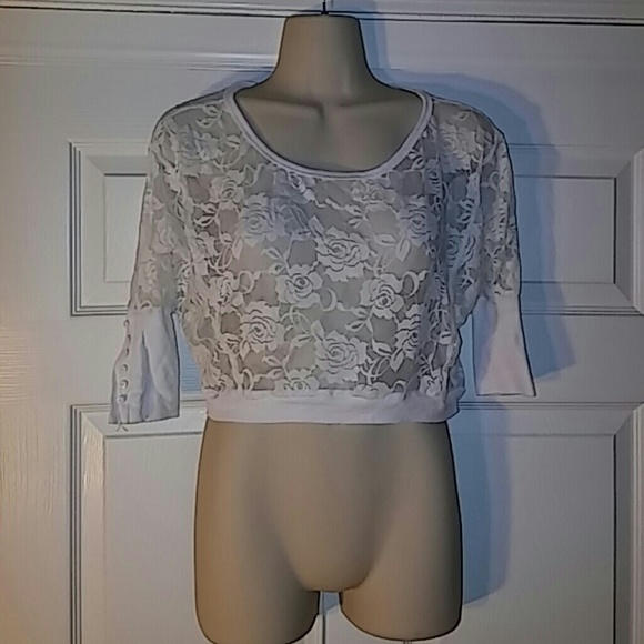 White lace crop top