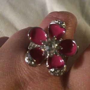 Pink flower stretch ring