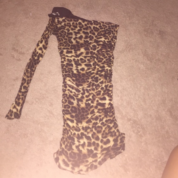 Cheetah Print Forever 21 One Arm Sleeve Dress