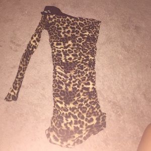 Cheetah Print Forever 21 One Arm Sleeve Dress