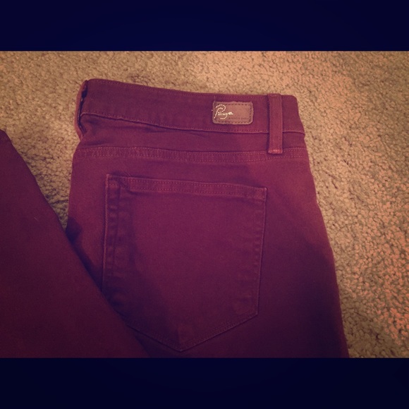 Paige brand Merlot color denim skinny jeans