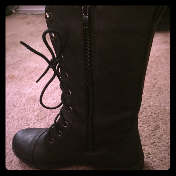 Black combat boots, wore once.