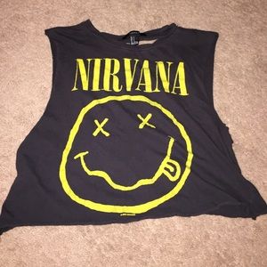 Forever 21 Nirvana Muscle Tee w Cut Out Back