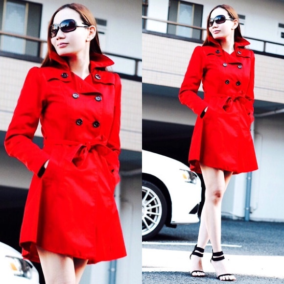 H&M red trench coat