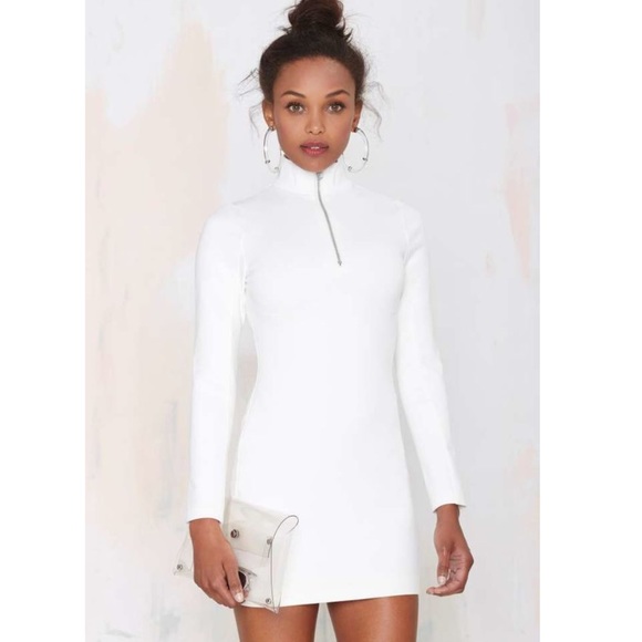 White turtle neck dress