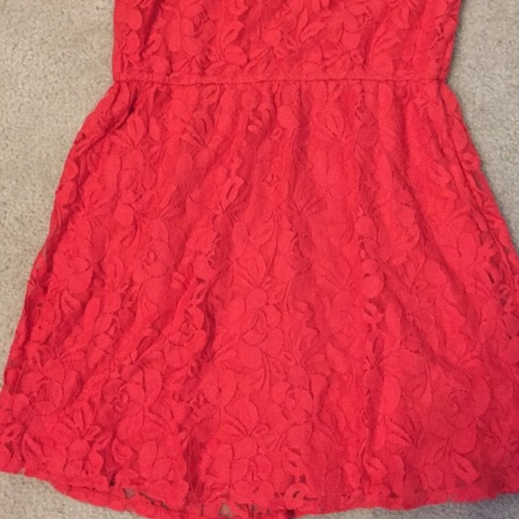 Dark Orange Capsleeved Lace / Net Dress - Picture 3 of 3