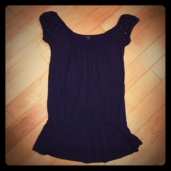 Navy blue embellished top
