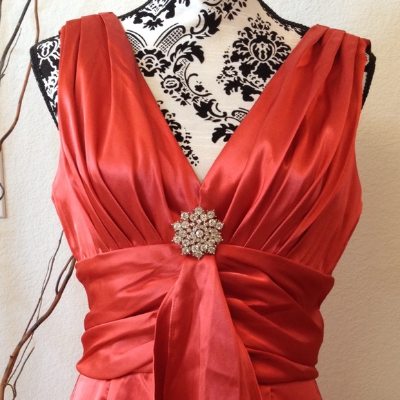Eliza J Dresses & Skirts - Orange Satin special occasion cocktail dress