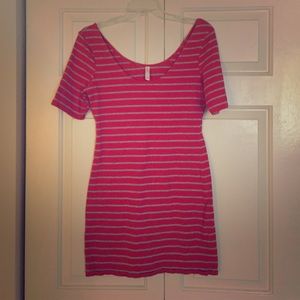 Red and grey stripped dress