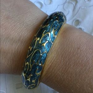 Jewelry - Gold Tone & Teal Bangle Bracelet Jewelry - Gold Tone & Teal Bangle Bracelet