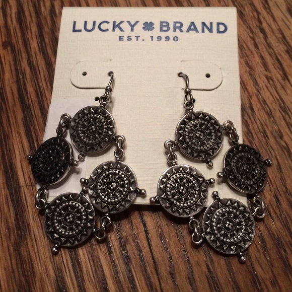 Lucky brand tribal silver coin earrings