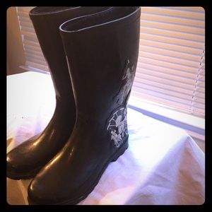U.S.P.A black rain boots size 11