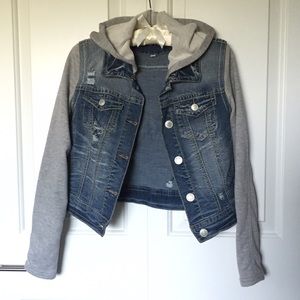 NWOT Jean Jacket w/ Attached Hoodie
