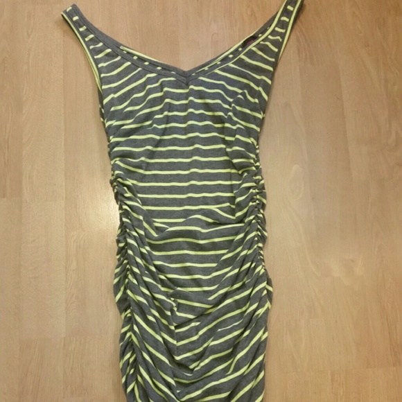 Sexy Bebe ruched lime and grey dress Medium