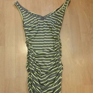 Sexy Bebe ruched lime and grey dress Medium