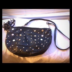 Black silver stud cross body purse