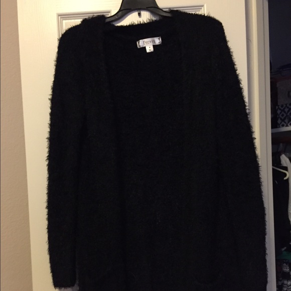 Long Fuzzy Black Cardigan