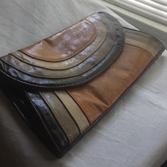 Brown muliti colored clutch
