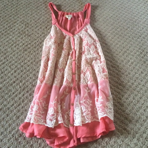 Gorgeous pink tunic with lace overlay