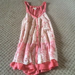 Gorgeous pink tunic with lace overlay