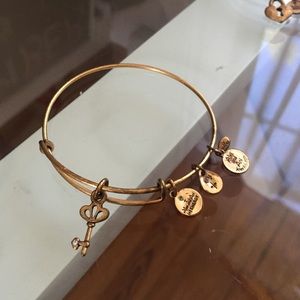 Alex and Ani Skeleton Key Charm Bangle Gold