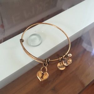 Alex and Ani Heart Lock Charm Bangle Gold