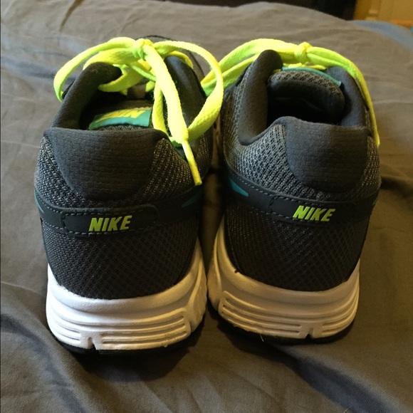 Grey Nikes with Teal & Neon Green Accents - Picture 3 of 4