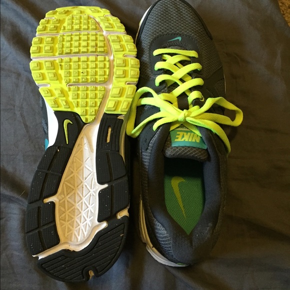 Grey Nikes with Teal & Neon Green Accents - Picture 4 of 4