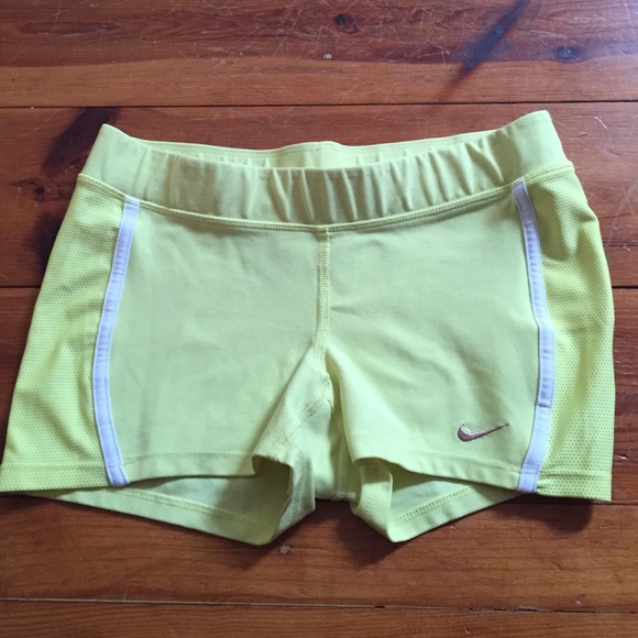 Nike Dri Fit Tight Shorts - Yellow - Picture 1 of 3