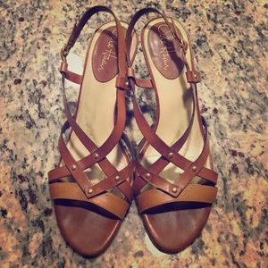 Brown Leather Cole Haan Strappy Heels Size 9.5