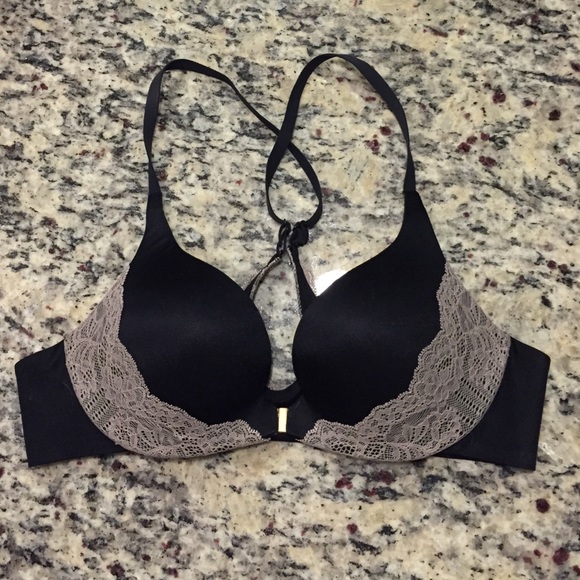 Lacy Black Victoria's Secret Front Clasp Bra 36A