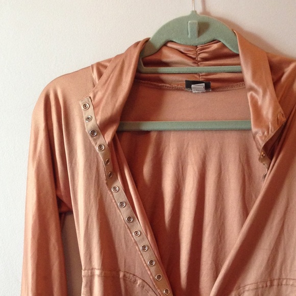 Boutique copper colored satin snap up jogger