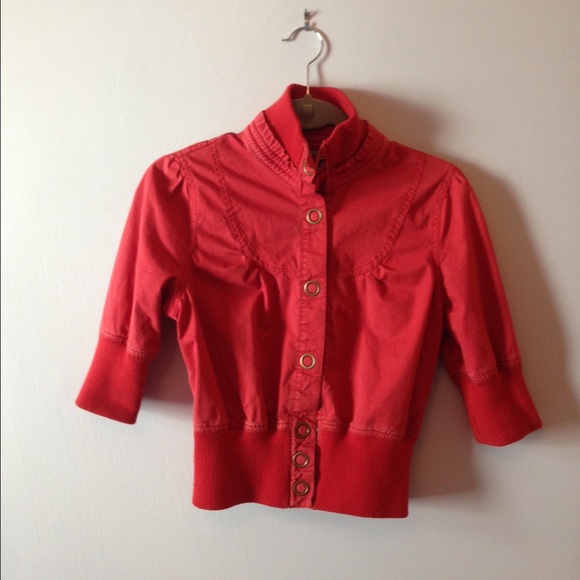 Red cropped bomber
