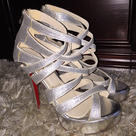 Silver sparkle Strappy heel