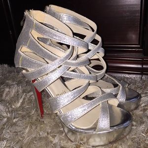 Silver sparkle Strappy heel