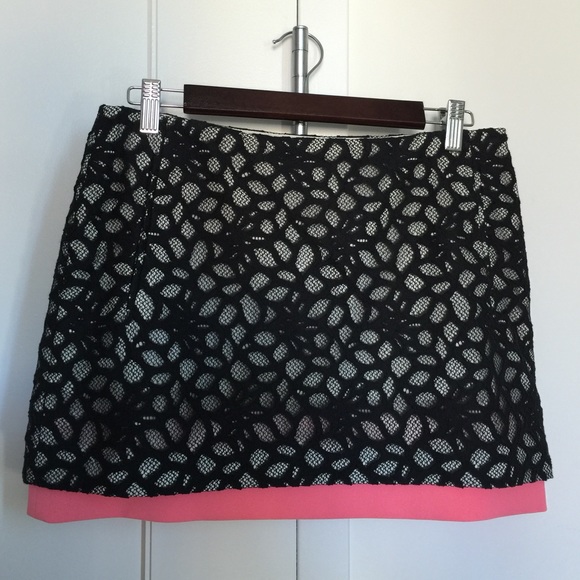 DVF Elley Mini Shadow Dot Lace Black/Pink Skirt