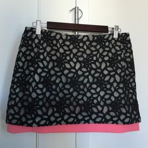 DVF Elley Mini Shadow Dot Lace Black/Pink Skirt
