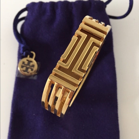 Tory Burch Fitbit Metal Hinged Bracelet Gold - Picture 2 of 4