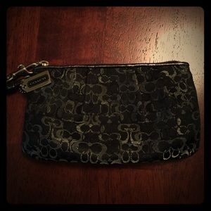 Coach metallic black and silver wristlet