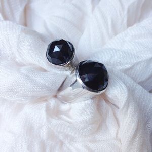 Onyx 925 silver cocktail ring size 7