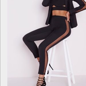 Mesh Panel Cigarette Trousers Black Size 8