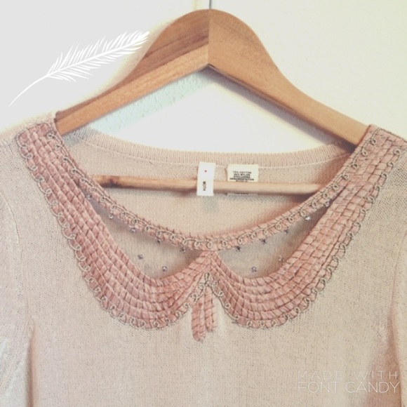 Anthropologie Sweaters - 🎉Beautiful Champagne Embellished Top