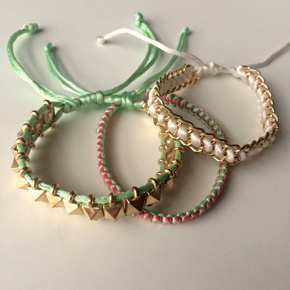🎀 3-pack bracelets: mint coral gold white ✨ - Picture 1 of 3