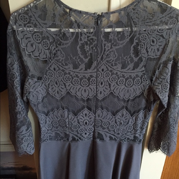 Blue skater dress with lace sleeves and back - Picture 4 of 4