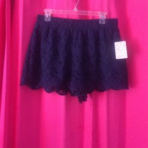 Free People, lace dress shorts.