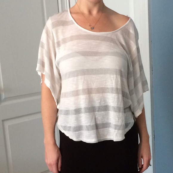 Sheer silver and white tunic