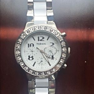 White with silver watch for women