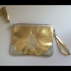 Gold Leather Clutch