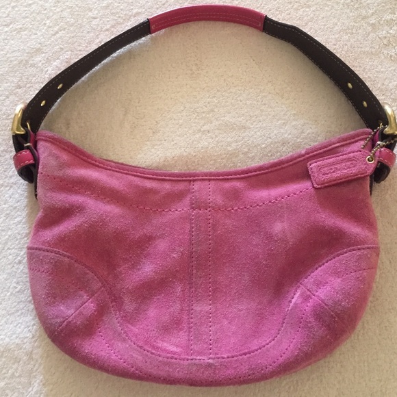 Pink suede Coach shoulder bag