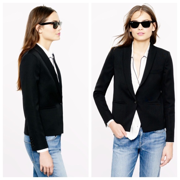 NWOT J.Crew Black Wool Shawl-Collar Blazer